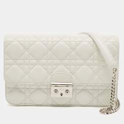 Pre Owned Dior  White Quilted Leather Medium Miss Dior Promenade Shoulder Bag