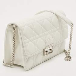 Pre Owned Dior  White Quilted Leather Medium Miss Dior Promenade Shoulder Bag