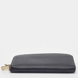 Pre Owned Dior Black Leather Diorissimo Voyageur Zip Around Wallet
