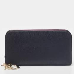 Pre Owned Dior Black Leather Diorissimo Voyageur Zip Around Wallet
