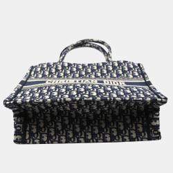 Pre Owned Dior Blue Medium Oblique Book Tote