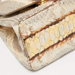 Pre Owned Dior Beige/Gold Python Mini Be Dior Top Handle Bag