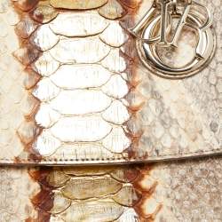 Pre Owned Dior Beige/Gold Python Mini Be Dior Top Handle Bag