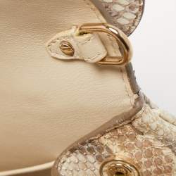 Pre Owned Dior Beige/Gold Python Mini Be Dior Top Handle Bag