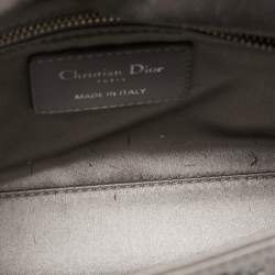 Pre Owned Dior Grey Rhinestone Cannage Satin Mini Lady Dior Tote