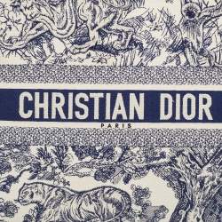 Pre Owned Dior Navy Blue/White Toile De Jouy Embroidery Canvas Large Book Tote