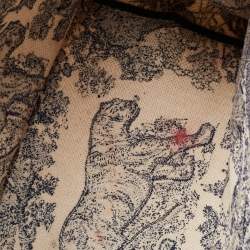 Pre Owned Dior Navy Blue/White Toile De Jouy Embroidery Canvas Large Book Tote
