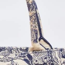 Pre Owned Dior Navy Blue/White Toile De Jouy Embroidery Canvas Large Book Tote