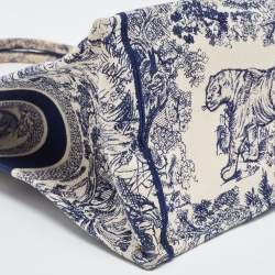 Pre Owned Dior Navy Blue/White Toile De Jouy Embroidery Canvas Large Book Tote