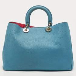 Pre Owned Dior Blue Leather Large Diorissimo Shopper Tote