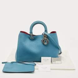Pre Owned Dior Blue Leather Large Diorissimo Shopper Tote