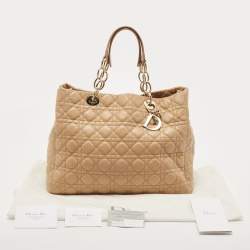 Pre Owned Dior Beige Cannage Leather Large Soft Lady Dior Tote