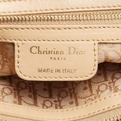 Pre Owned Dior Beige Cannage Leather Large Soft Lady Dior Tote
