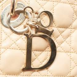 Pre Owned Dior Beige Cannage Leather Large Soft Lady Dior Tote