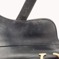 Pre Owned Dior Black Leather Mini Saddle Bag