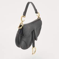 Pre Owned Dior Black Leather Mini Saddle Bag