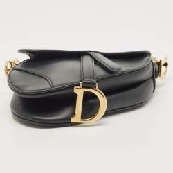 Pre Owned Dior Black Leather Mini Saddle Bag