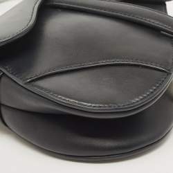 Pre Owned Dior Black Leather Mini Saddle Bag