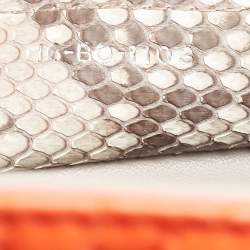 Pre Owned Dior Orange/Grey Cannage Leather and Python Large Lady Dior Tote