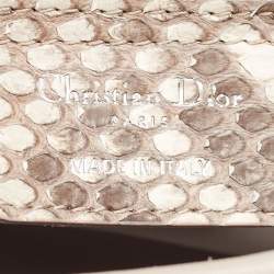 Pre Owned Dior Orange/Grey Cannage Leather and Python Large Lady Dior Tote