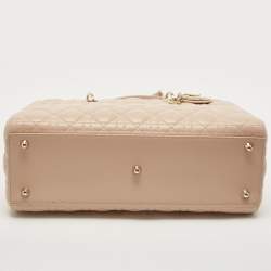Pre Owned Dior Beige Cannage Leather Large Lady Dior Tote