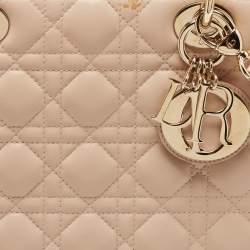 Pre Owned Dior Beige Cannage Leather Large Lady Dior Tote