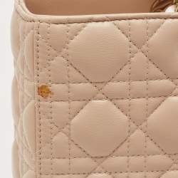 Pre Owned Dior Beige Cannage Leather Large Lady Dior Tote
