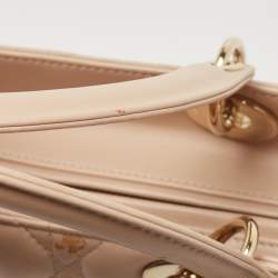 Pre Owned Dior Beige Cannage Leather Large Lady Dior Tote