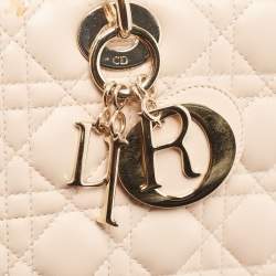 Pre Owned Dior Beige Cannage Leather Large Lady Dior Tote