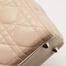 Pre Owned Dior Beige Cannage Leather Large Lady Dior Tote