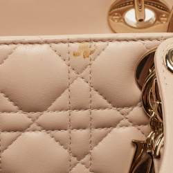 Pre Owned Dior Beige Cannage Leather Large Lady Dior Tote