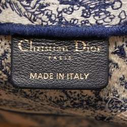 Pre Owned Dior Navy Blue/White Embroidered Canvas Medium Toile de Jouy Book Tote
