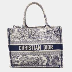 Christian Dior Book Tote Toile de Jouy White 37 x 41 x 13cm Handle