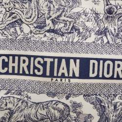 Pre Owned Dior Navy Blue/White Embroidered Canvas Medium Toile de Jouy Book Tote