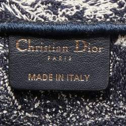 Pre Owned Dior Navy Blue/White Embroidered Canvas Medium Toile de Jouy Book Tote 