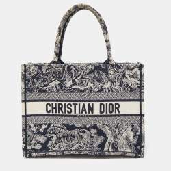 Christian Dior Blue and White Canvas Check'n' Large Book Tote