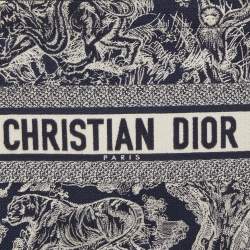 Pre Owned Dior Navy Blue/White Embroidered Canvas Medium Toile de Jouy Book Tote 