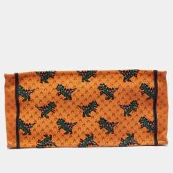 Pre Owned Dior Orange/Green Embroidered Canvas Medium Dino Book Tote