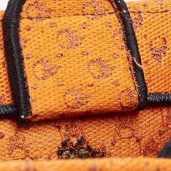 Pre Owned Dior Orange/Green Embroidered Canvas Medium Dino Book Tote