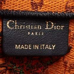 Pre Owned Dior Orange/Green Embroidered Canvas Medium Dino Book Tote