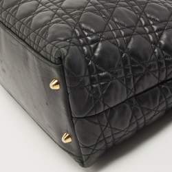 Pre Owned Dior Black Cannage Leather Soft Lady Dior Tote