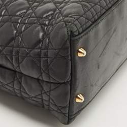 Pre Owned Dior Black Cannage Leather Soft Lady Dior Tote