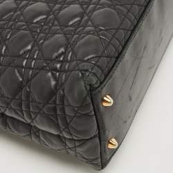 Pre Owned Dior Black Cannage Leather Soft Lady Dior Tote