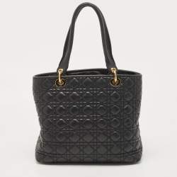 Pre Owned Dior Black Cannage Leather Soft Lady Dior Tote