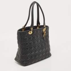Pre Owned Dior Black Cannage Leather Soft Lady Dior Tote