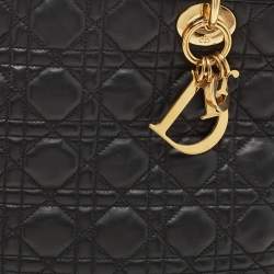 Pre Owned Dior Black Cannage Leather Soft Lady Dior Tote