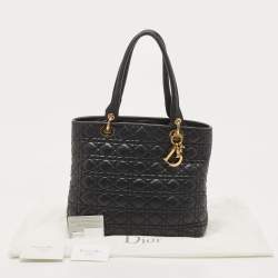 Pre Owned Dior Black Cannage Leather Soft Lady Dior Tote