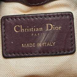 Pre Owned Dior Burgundy Oblique Canvas and Leather Drawstring Chain Bucket Bag