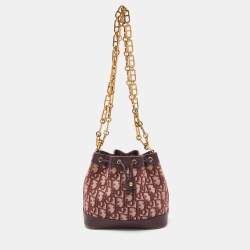 Dior Burgundy Oblique Canvas and Leather Dioraddict Flap Chain Bag