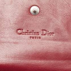 Dior Burgundy Cannage Quilted Leather Lady Dior Continental Wallet